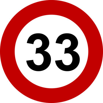 Speed Limit 33 kmh Traffic Sign Vector