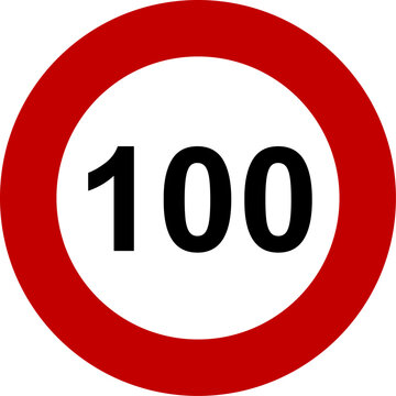 Speed Limit 100 kmh Traffic Sign Vector