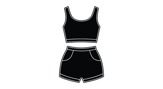Black sports bra and shorts apparel design a minimalist silhouette