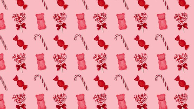 animated background with candies and lollipops