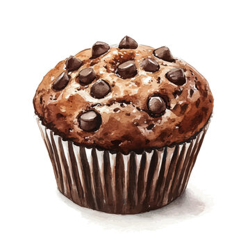 watercolor vector of Muffin, isolated on a white background.