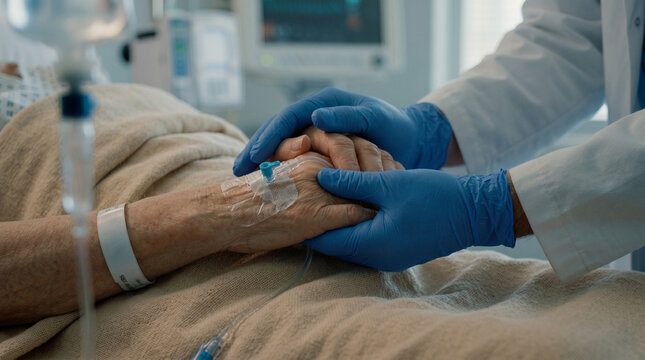 Bedside Comfort: Medical Professional Supporting Senior Patient