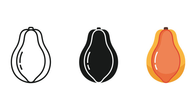 three avocado halves flat design vector illustration