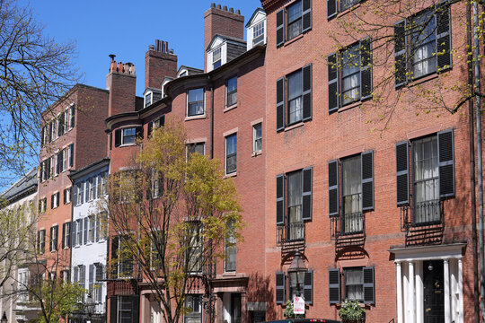 Old apartment buildings or townhouses, Beacon Hill area of Boston, Massachusetts