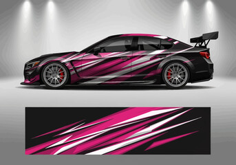 Obraz premium Modern sports car racing livery design in pink and black