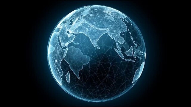 abstract business connection of line from nail node to node on world map background Innovation network points Earth's surface	