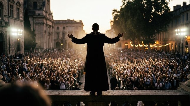 Christian Pope Speaking Public Speaking to the crowd