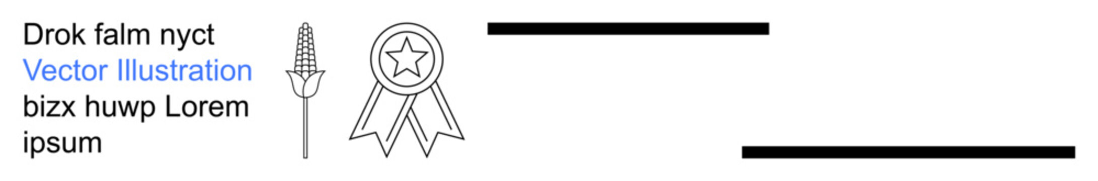 Achievement, certification, recognition, rewards, success, celebration. Starred ribbon icon with a wheat symbol. Achievement and certification concept for awards and recognition