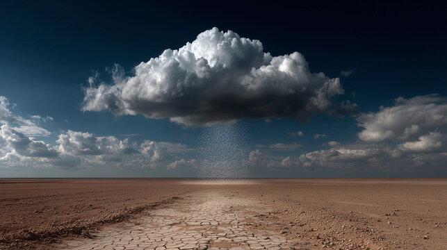  Cloud raining seeds on dry field symbolizes eco renewal
