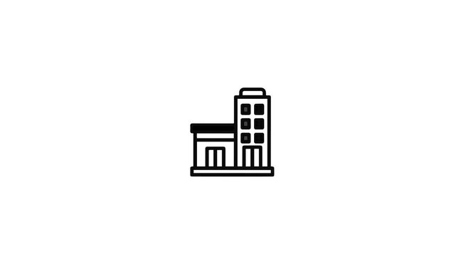 Minimalist animated office building line icon on white