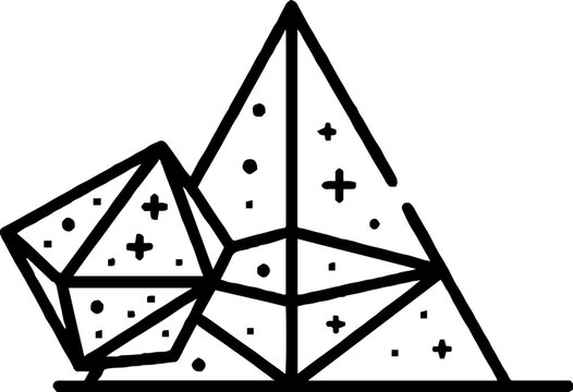 Abstract geometric crystal structures with sparkle details