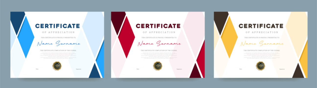 Elegant modern minimal certificate diploma template with clean layout suitable for award appreciation completion or achievement in education or corporate use