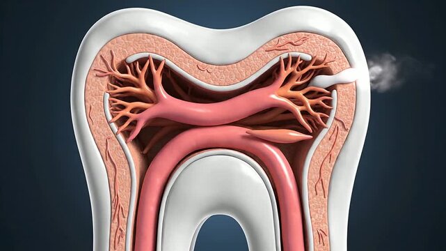 4K 3D CGI Visualization of Obturation Seal Filling Process in Tooth Anatomy Featuring Nerves and Blood Vessels for Medical Education and Dental Technology