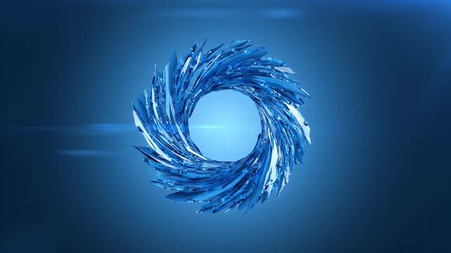 Blue Crystal Diamond Spiral Tunnel Spiraling Toward a Central Radiant Portal in Abstract Space