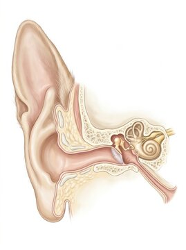 The anatomy of the ear, focusing on parts relevant to veterinary studies and pet medical education for better understanding.
