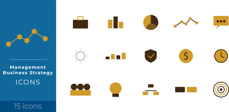 15 Corporate Management  Business Strategy Flat Two Tone Icons