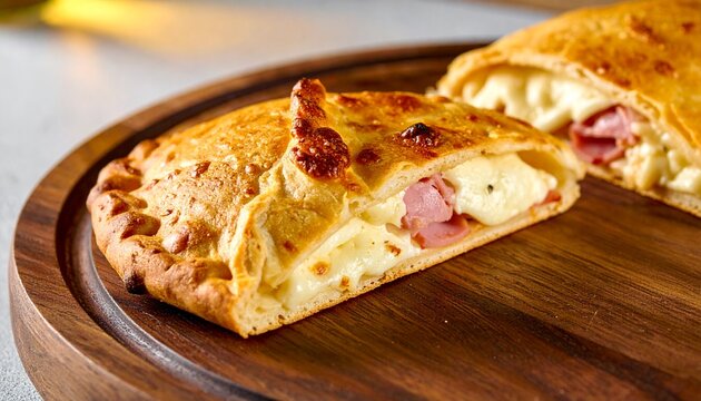 Italian Calzone Stuffed with Mozzarella and Ham