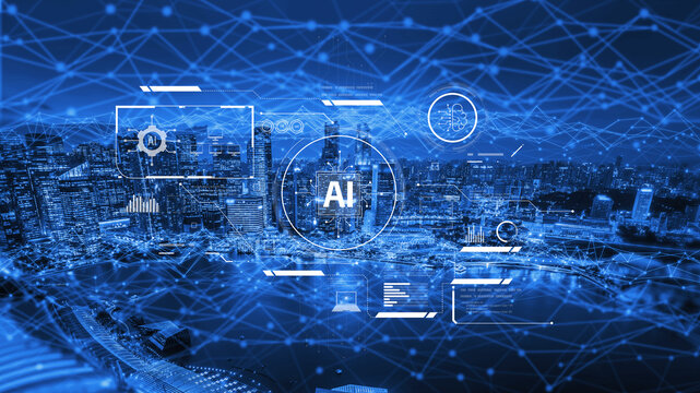 AI interface showing how artificial intelligence powers systems. AI Artificial intelligence transforms data, enables automation, and AI artificial intelligence drives innovation. Vouch