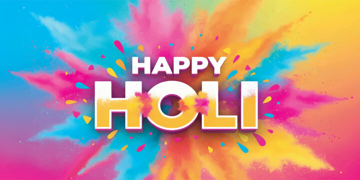 Happy Holi Festival Color Splash Vector Banner Design