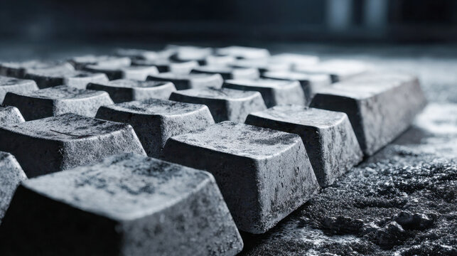 A weathered old computer keyboard covered with dust and grime sitting abandoned on a rough surface in a dimly lit environment with a shallow depth of field