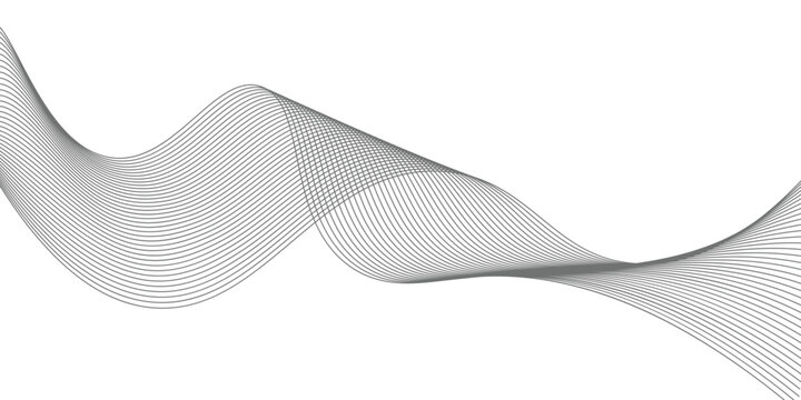 Abstract wave element for design. Digital frequency track equalizer. Stylized line art background. Vector illustration. Wave with lines created using blend tool. Curved wavy line, smooth stripe.