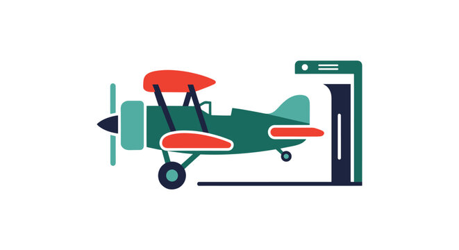 Airport Security Biplane Vinta minimal color pattern illustration.eps