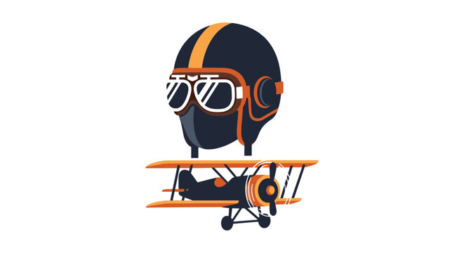 Aviation Helmet Biplane Vintag modern abstract simple vector.eps