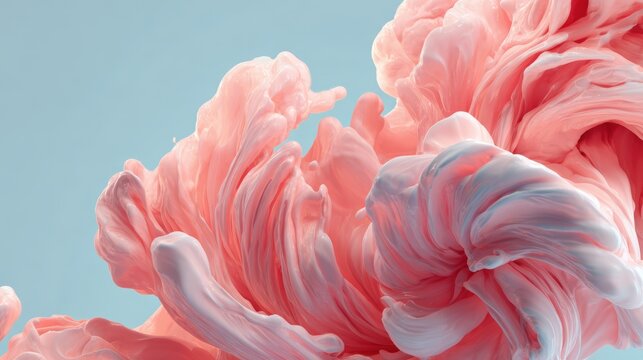 Pink smoke with blue backgroundม Abstract pastel coral pink color paint with pastel blue background. Fluid creative concept composition with copy space. Minimal natural luxury