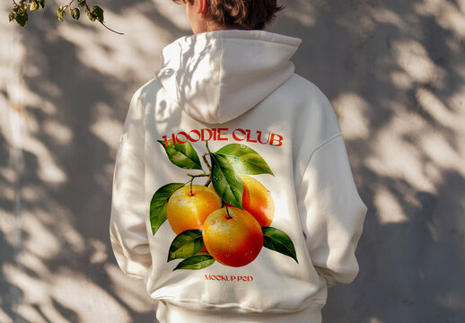 Back View Hoodie Streetwear with Shadow Mockup