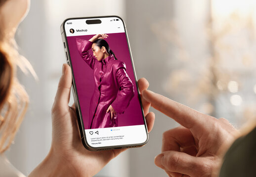 Hand Tapping Social Media Phone Mockup