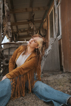 Ranch girl with fringe jacket