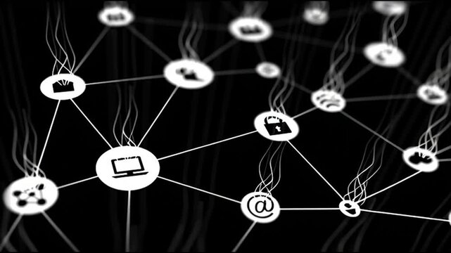 Abstract business connection of lines from nodes It is connected to endless nodes and represents the innovation of communication in the network.abstract innovative cyber security network,