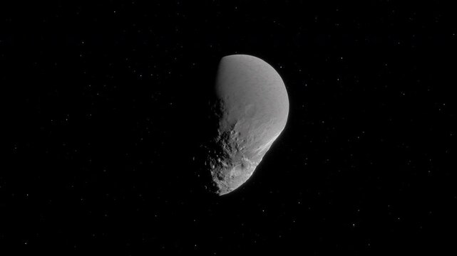 Animation of the near Earth asteroid 4197 Morpheus spinning through the vast cosmic void. 