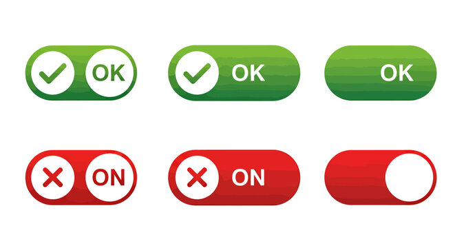 Collection of green OK status switches and red ON toggles.