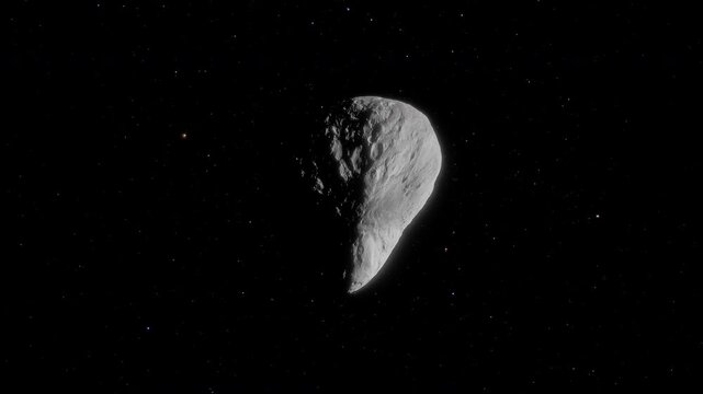 Animation of the near Earth asteroid 4197 Morpheus spinning through the vast cosmic void. 