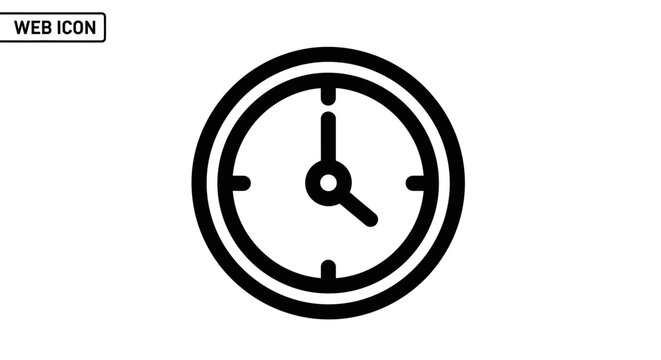 Minimalist Clock Icon: Timekeeping Symbol, Round Analog Watch Face, Simple Vector Art