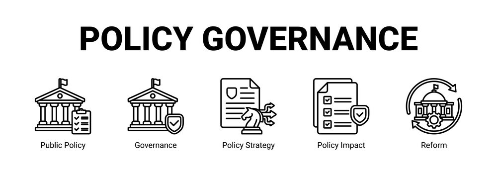Policy Governance web banner icon concept, with Public Policy, Governance, Policy Strategy, Policy.