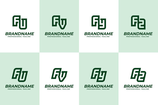 Letters FU FV FY FZ Logo Monogram Set, for UF VF YF ZF initials Brand