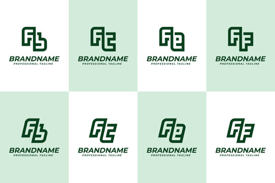 Letters FB FC FE FF Logo Monogram Set, for BF CF EF FF initials Brand