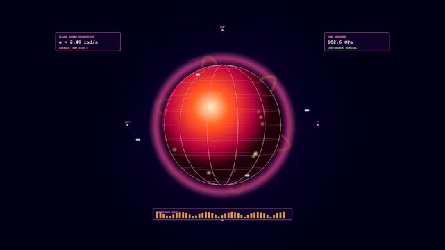 A cinematic visualization of a fusion reactor plasma swirling inside a magnetic field with fluctuating digital data readouts and glowing purple energy waves shifting
