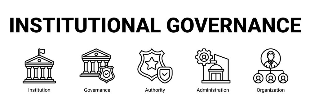 Institutional Governance web banner icon concept, with Institution, Governance, Authority.