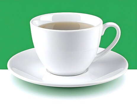 Elegant White Cup on Green Background