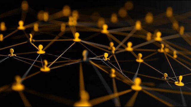 abstract professional business team people innovation connection of line from nail node to node on map background , networking concept	