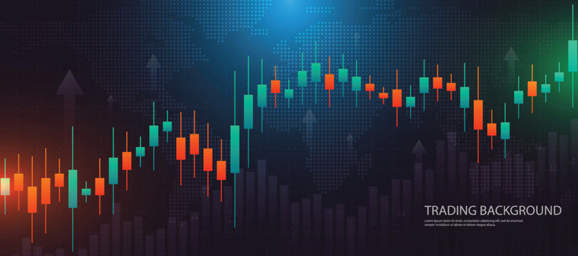 Professional Financial Analysis of Cryptocurrency Market Trends with Red and Green Stock Candlestick Chart Vector illustration background.