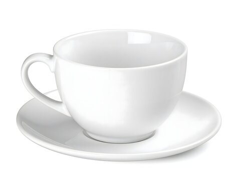 Empty White Coffee Cup and Saucer