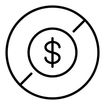 Black single no cash line icon, simple tax free charge flat design infographic pictogram vector, for app logo web button ui ux interface elements isolated on white background
