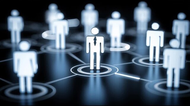 abstract professional business team people innovation connection of line from nail node to node on map background , networking concept	