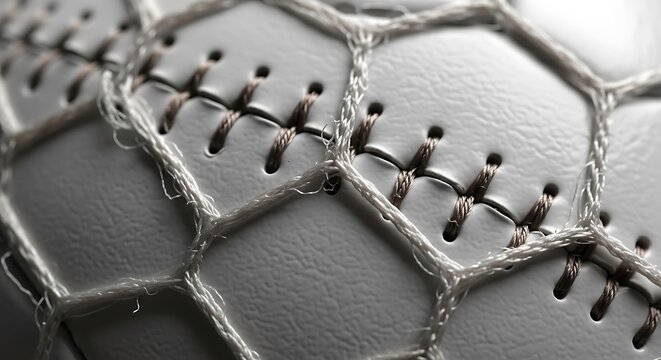 Close up of baseball stitches and seams