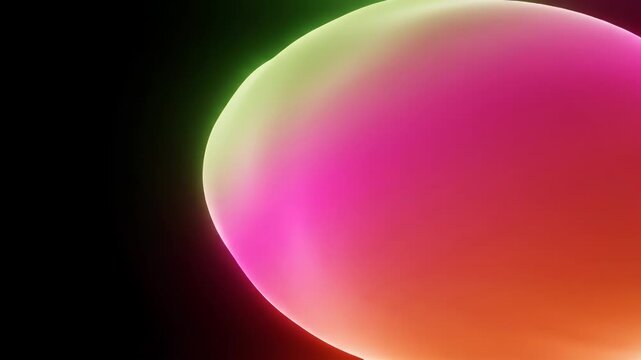 Neon glowing gradient egg-shaped capsule radiating pink and green light against a dark background