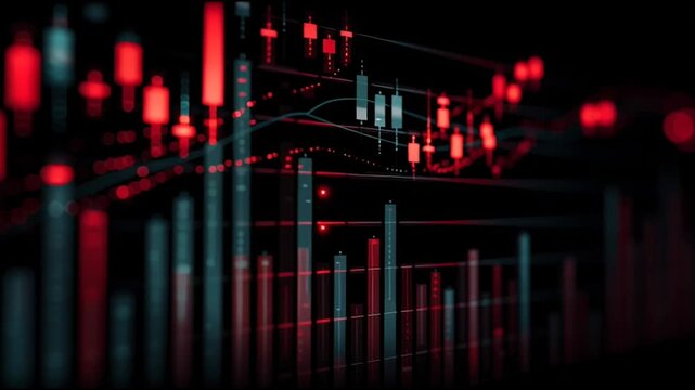 Abstract black background with Colorful charts and graphs with statistics to innovative analyze business potential and forecast future development of companies growth.
